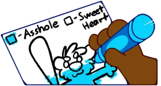 🖍 fc2915dd -Asshole
-Sweet Heart cartoon, character, text, offensive, checklist telegram sticker