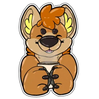 ☕️ c88fa5de 동물, 털, 개, 행복한, 만화, 커피, 컵, 귀여운 telegram sticker