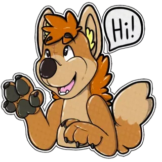 😀 d53ecc2f Hi! 동물, 개, 털복숭이, 만화, 인사, 친근한 telegram sticker