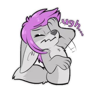 😕 02fd1608 ugh... cartone animato, coniglio, frustrazione, fastidio, uff, adesivo telegram sticker
