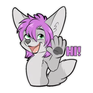 ✋ 081cd76c HI! furry, antro, lupo, ciao, saluto, amichevole telegram sticker