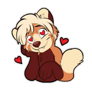 ❤ 19299383 cartoni animati, animale, cuori, carino, amore, peloso telegram sticker