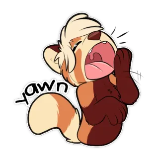 💤 9d17b196 yawn sbadiglio, stanco, assonnato, panda rosso, cartone animato, animale telegram sticker