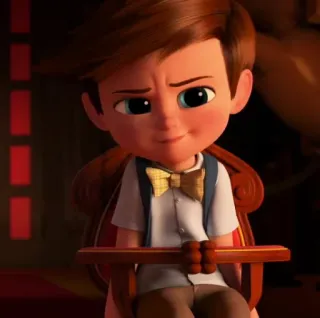 🙂 c4bfb792 Tim Templeton The Boss Baby Мультфильм, Персонаж, Мальчик, Галстук-бабочка, Босс-молокосос, Малыш telegram sticker