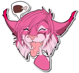 🍖 13d50b1e Фурри, Животное, Мультфильм, Лизать, Розовый, Милый telegram sticker