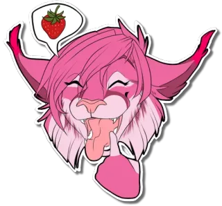 🍓 798bc03a Фурри, Антропоморфный, Животное, Клубника, Розовый, Счастливый, Милый, Мультфильм telegram sticker