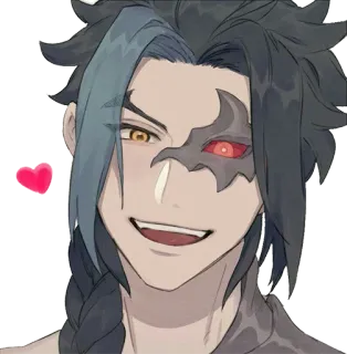 😄 56e9628e Animé, Personnage, Masque, Sourire narquois, Cœur, Mignon telegram sticker