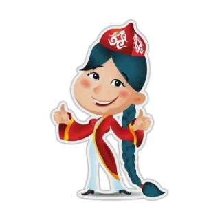 👍 1235a335 большой палец вверх, девочка, мультфильм, национальная одежда, коса telegram sticker