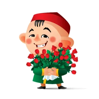 🌺 2a8f0180 мальчик, розы, букет, красный, цветы, подарок telegram sticker