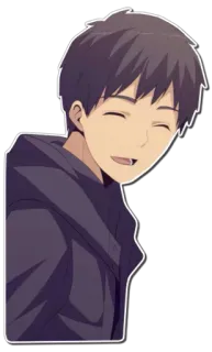 😄 15866b19 Anime, Desenho animado, Homem, Personagem, Feliz whatsapp sticker