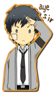 🙌 a00673a1 aye sir Anime, Personagem, Saudação, Formal, Uniforme escolar, Menino whatsapp sticker