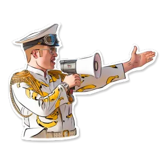 🖐 3c69a2d6 ステッカー, 制服, バナナ, メガホン, 帽子, 警官 telegram sticker