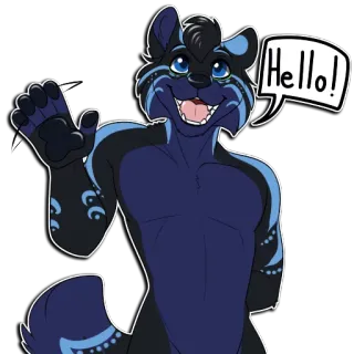 😁 1da3def7 Hello! Furry, Anthro, Animal, Saludo, Amigable, Saludando whatsapp sticker