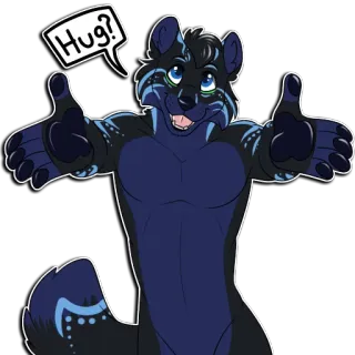 😘 77012294 Hug? furry, abrazo, animal, lindo, amigable, ilustración whatsapp sticker