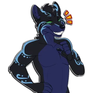 😄 f3cf6388 antropomorfo, furry, feliz, azul, animal whatsapp sticker