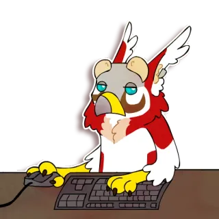🖥 e21df4b1 furry, anthropomorphic, animal, computer, keyboard, mouse telegram sticker