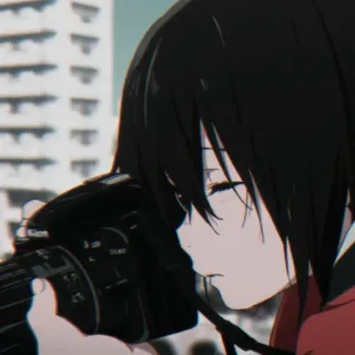 ◾️ be429256 Anime, Chica, Cámara, Fotografía, Retrato telegram sticker