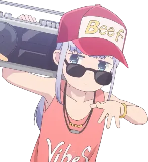 📻 153aabb3 Beef, Vibes Anime, Sticker, Boombox, Cartoon, Hut, Sonnenbrille telegram sticker