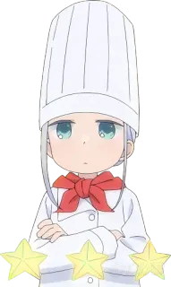👩‍🍳 bf29b512 koch, anime, niedlich, kochen, charakter, weißes haar telegram sticker