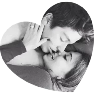 💋 7ea1a6ed пара, поцелуй, романтика, любовь, сердце, черно-белое whatsapp sticker