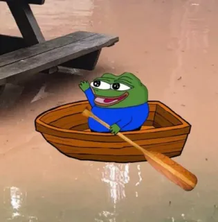 ⛵️ 162b31df Pepe the Frog Pepe, o Sapo, Meme, Sapo, Barco, Remar, Desenho animado telegram sticker