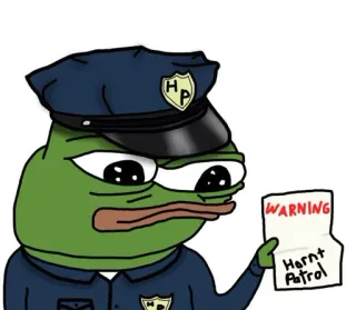 👮‍♂️ 5466fa7a Pepe the Frog WARNING
Hornt Patrol Pepe, polícia, meme, sapo, Patrulha safada telegram sticker