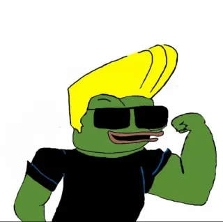 💪 dda4f000 Meme, Pepe, Sapo, Óculos de sol, Desenho animado, Personagem telegram sticker