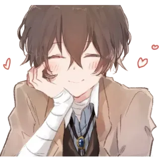 ☺️ 74d70995 Dazai Osamu Bungou Stray Dogs Anime, Dazai Osamu, Bungou Stray Dogs, tersenyum, Kawaii, imut telegram sticker