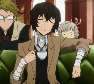 ☕️ ad69e9e1 Osamu Dazai Bungou Stray Dogs Anime, Karakter, Dazai, Bungou Stray Dogs, Teh telegram sticker