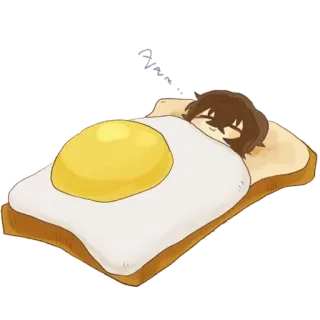 😴 df033c88 telur, roti panggang, tidur, makanan, kartun, lucu, sarapan telegram sticker