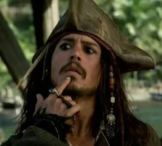 🤔 f7f7340a Captain Jack Sparrow Pirates of the Caribbean Pirat, Kapitän, Jack Sparrow, Johnny Depp, Fluch der Karibik, Filmfigur, Piratenhut telegram sticker