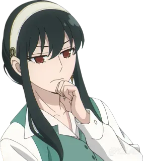 🤔 38618f88 Yor Forger Spy x Family Anime, Yor Forger, Spy x Family, Cartoon, Spy Family, Manga, Expressie, Denken whatsapp sticker