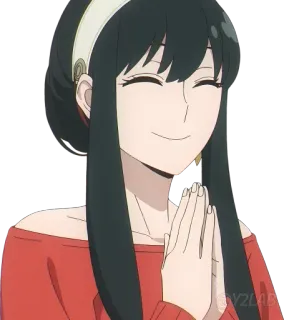 🙏 5fcd73f2 Yor Forger Spy x Family yor forger, spy x family, anime, personage, vrouw, cartoon, glimlach whatsapp sticker