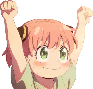 😃 7443ed47 Anya Forger Spy x Family Anya Forger, Spy x Family, Anime, Cartoon, Schattig, Roze haar, Viering, Blij whatsapp sticker