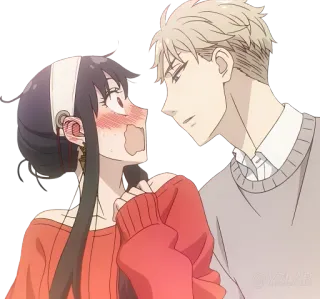 👩‍❤‍💋‍👨 8155b564 Yor Forger Spy x Family Anime, Koppel, Yor Forger, Spy x Family, Leuk, Cartoon, Liefde, Romantiek whatsapp sticker