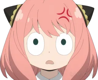 💢 a4e79f5f Anya Forger Spy x Family Anime, Spy x Family, Anya Forger, Boos, Geschokt, Cartoon, Televisie whatsapp sticker