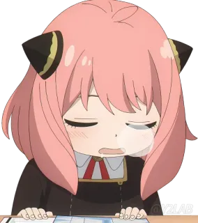 😪 bc4981f5 Anya Forger Spy x Family anime, meisje, cartoon, slaperig, schattig, Anya Forger, Spy x Family whatsapp sticker