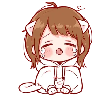 💞 35ae2b58 anime, ragazza gatto, piangendo, triste, kawaii, carino, adesivo telegram sticker
