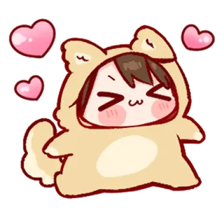 💞 5f146cb9 Anime, Kawaii, Carino, Cuori, Cane, Cartone animato, Personaggio telegram sticker