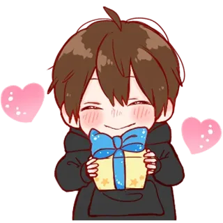💞 b3f5d87f Anime, Regalo, Ragazzo, Cuore, Carino, Cartone animato telegram sticker