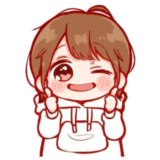 💞 c787d2ec Anime, Carino, Ragazza, Occhiolino, Pollice in su, Cartone animato telegram sticker