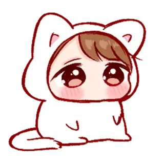 💞 e573239c carino, anime, chibi, kawaii, cartone animato, gatto, felpa con cappuccio telegram sticker