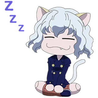 😴 ef90382a Neferpitou Hunter x Hunter кот, аниме, чиби, Неферпиту, охотник whatsapp sticker
