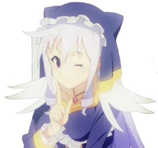 😉 686f3246 Aqua KonoSuba Anime, Dziewczyna, Kreskówka, Postać, Mrugnięcie, Słodki telegram sticker