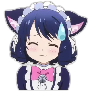😅 9b00f75a Anime, Kocia dziewczyna, Pokojówka, Rumienienie się, Kropla potu telegram sticker
