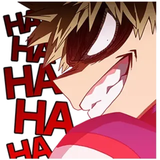 😈 a22d4cc2 Bakugo My Hero Academia HAHA Anime, Manga, Zły, Śmiejący się, Złoczyńca telegram sticker
