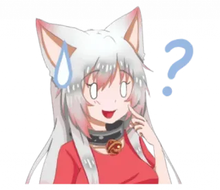 😅 aa28d4f4 Dziewczyna anime, Kocie uszy, Znak zapytania, Kawaii, Zdezorientowany/a, Naklejka, Kreskówka telegram sticker