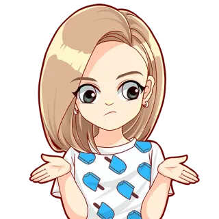 🤷‍♀️ 19128cf7 kartun, pirang, angkat bahu, bertanya, wanita, gadis, es krim telegram sticker