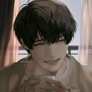 📖 5c93eb10 мужчина, улыбается, кофе, искусство, портрет whatsapp sticker