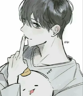 📖 b61051b7 Аниме, Парень, Палец, Мультфильм, Иллюстрация whatsapp sticker